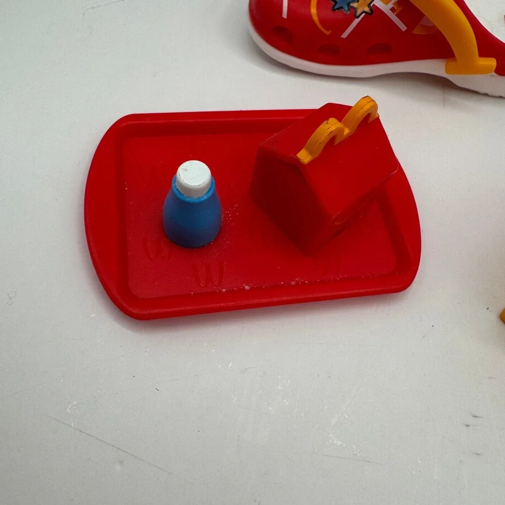 McDonald's Happy Meal Toy Lot Red Yellow Crocs Keychain Booth Tray Menu